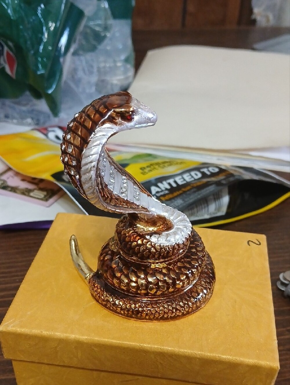 Decorative Cobra Trinket - Metallic Bronze and Silver New - Picture 2 of 2